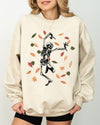 Fall Leaves Skeleton Ghost Witch Skull Meme Spooky Halloween Costume Graphic Sweatshirt