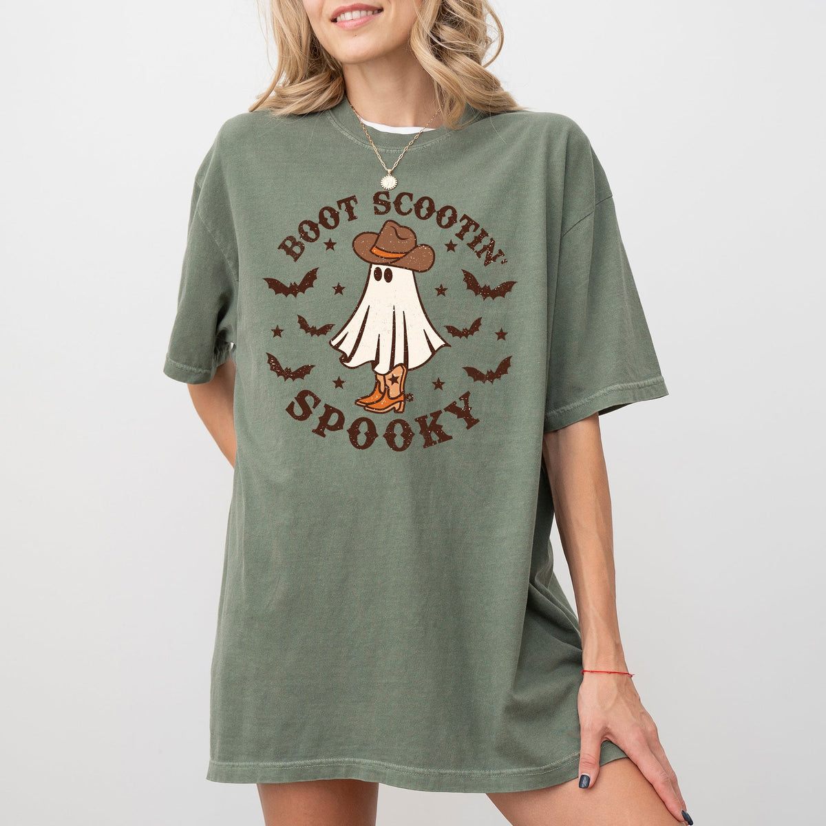 Boot Scootin' Spooky Skeleton Witch Skull Meme Halloween Costume Comfort Colors Tee