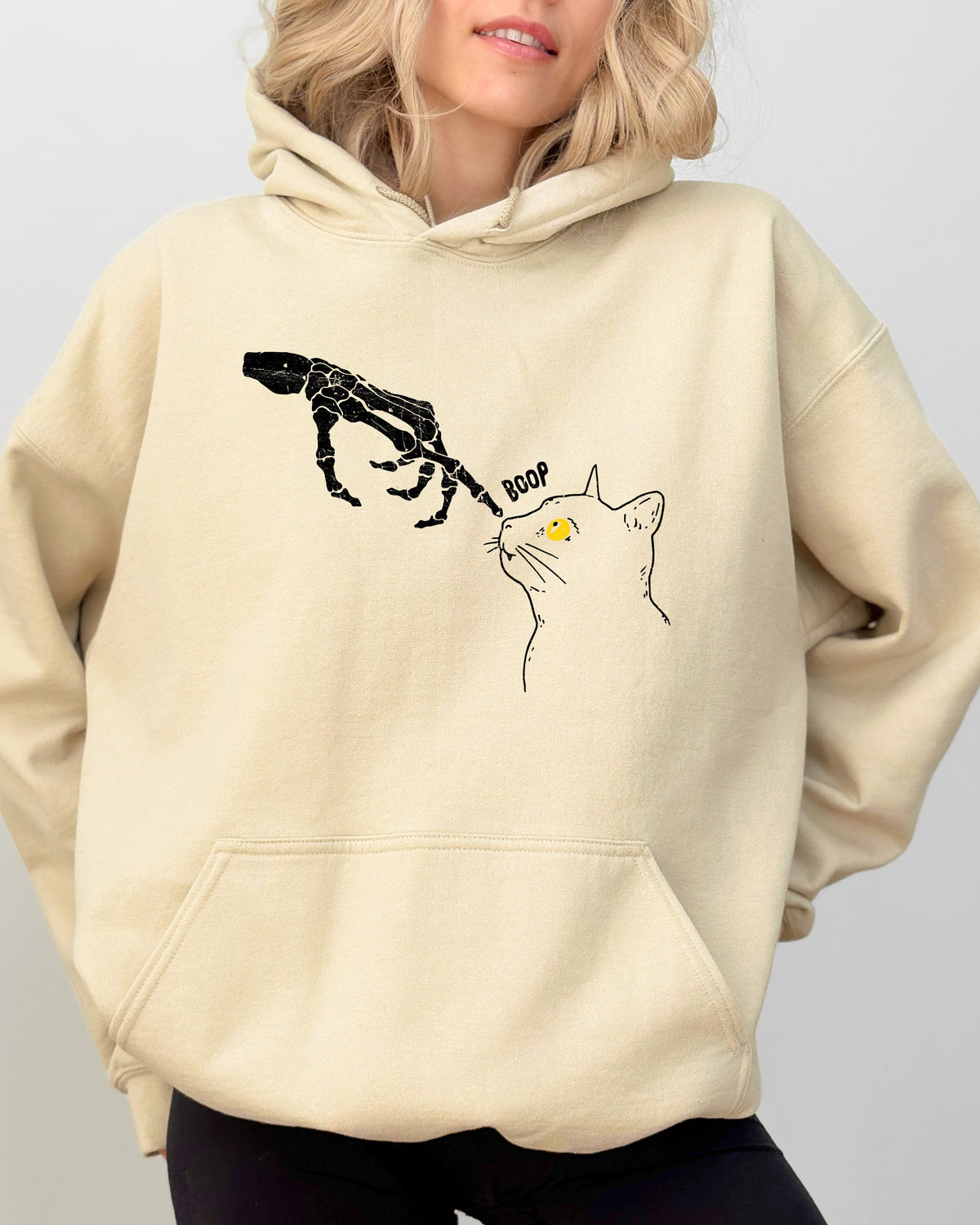Boop Cat Skeleton Ghost Witch Skull Spooky Meme Halloween Costume Party Night Hoodie