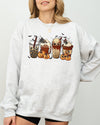 Halloween Coffee Retro Skeleton Ghost Witch Skull Spooky Meme Graphic Print Sweatshirt