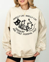 Skelly Cat Skeleton Ghost Witch Skull Spooky Aesthetic Meme Halloween Costume Sweatshirt