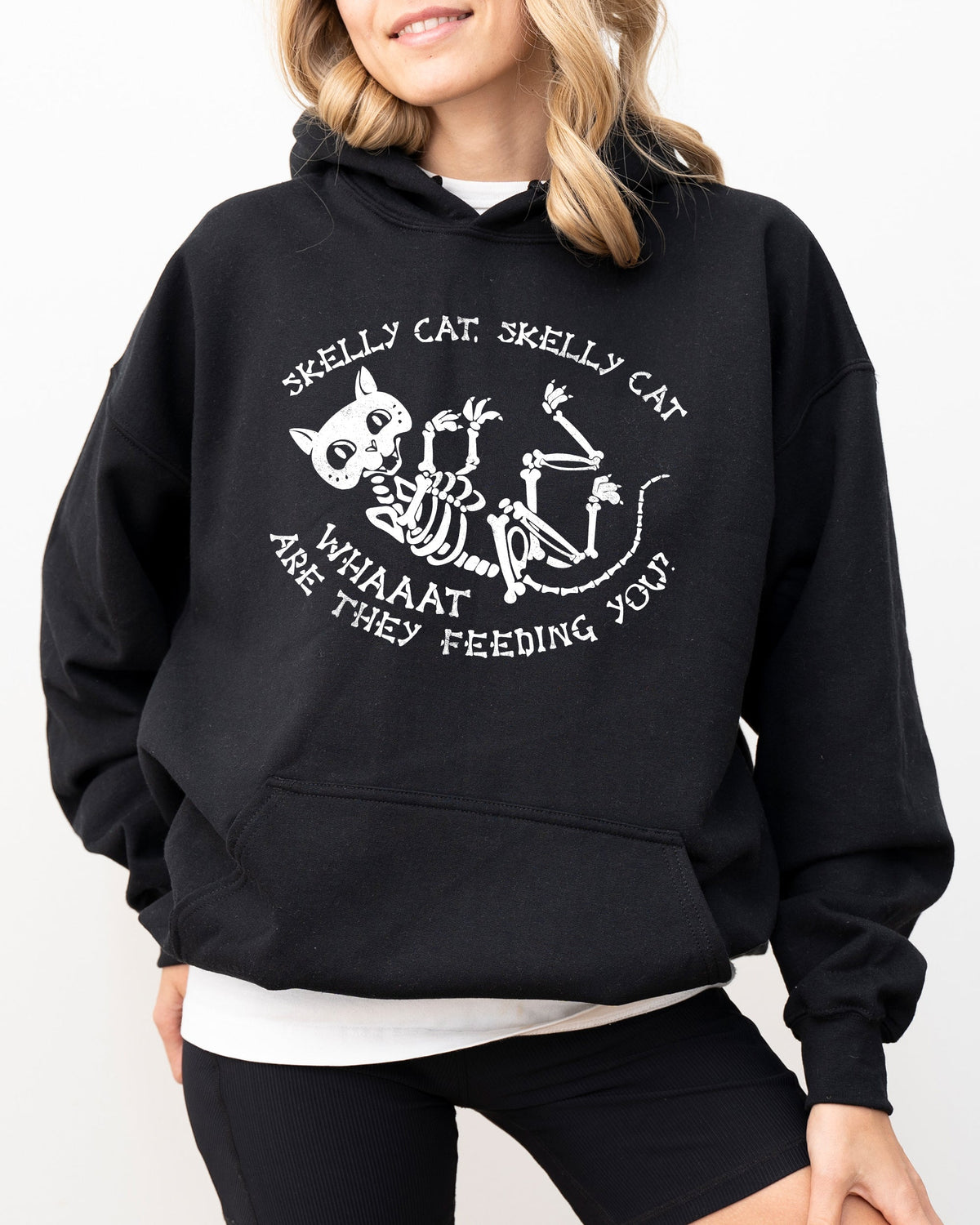 Skelly Cat Skeleton Ghost Witch Skull Spooky Meme Halloween Costume Edition Hoodie