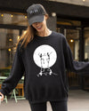 Dancing Skeletons Moon Ghost Witch Skull Spooky Meme Halloween Costume Sweatshirt