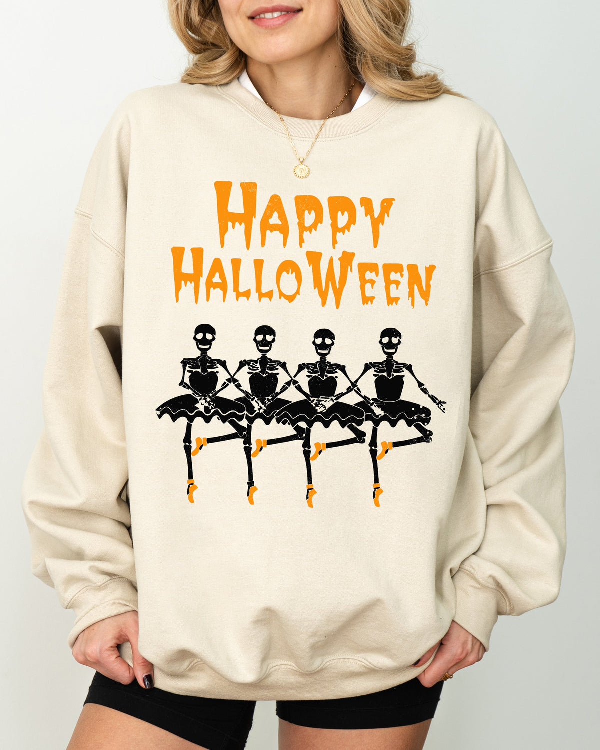 Happy Halloween Dancing Skeletons Ghost Witch Skull Spooky Costume Legend Sweatshirt
