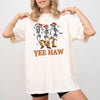 Yee Haw Western Skeleton Ghost Witch Skull Spooky Aesthetic Meme Halloween Costume Comfort Colors Tee