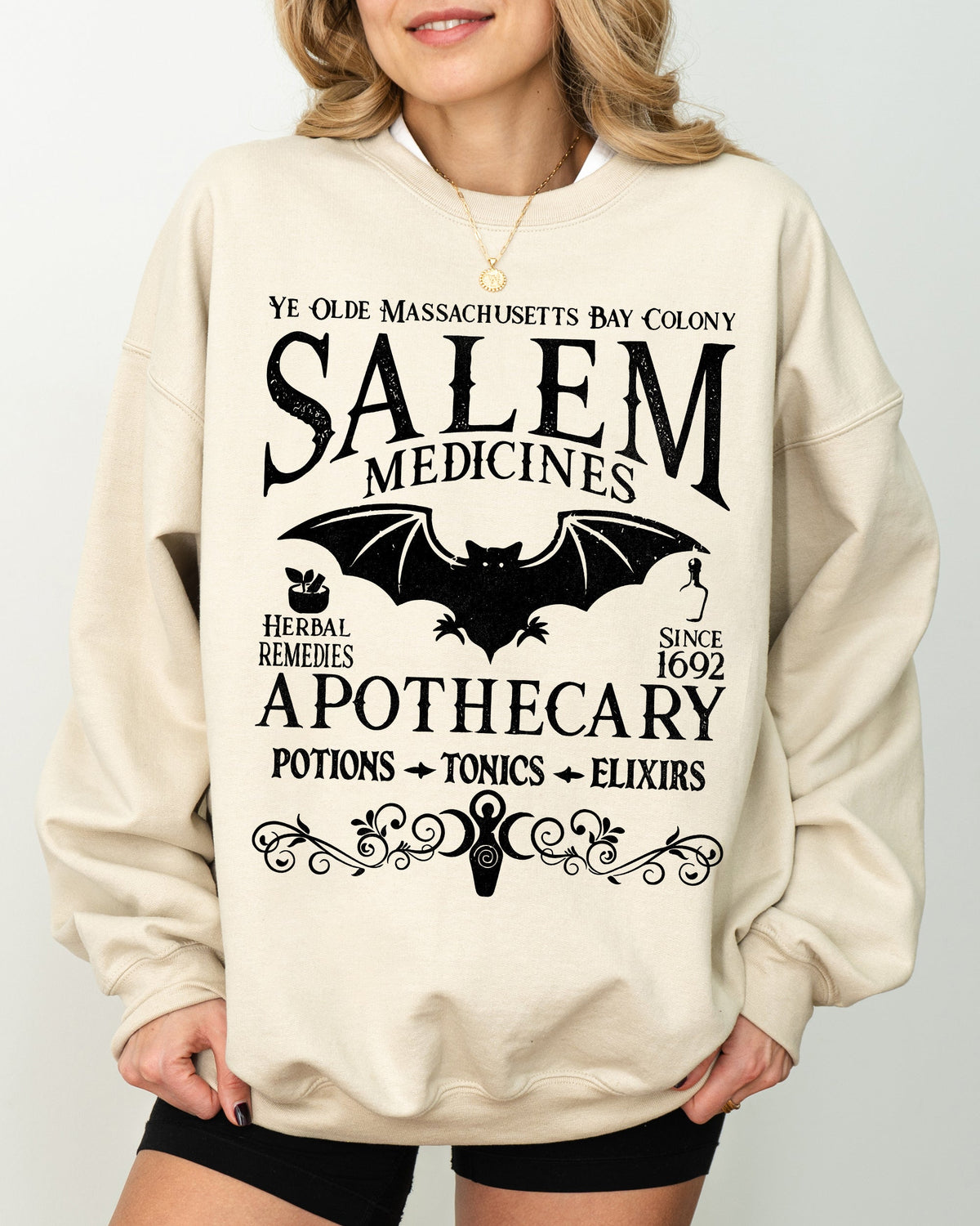 Salem Medicines Spooky Skeleton Ghost Witch Skull Meme Aesthetic Halloween Costume Sweatshirt