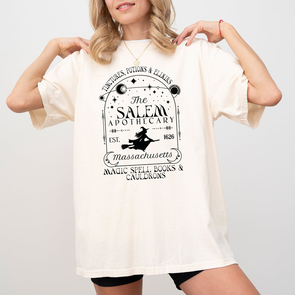 The Salem Apothecary Spooky Skeleton Ghost Witch Skull Halloween Costume Comfort Colors Tee