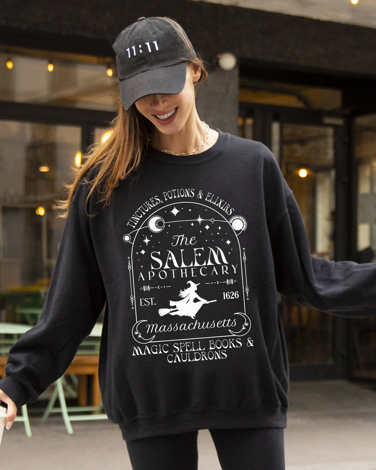 The Salem Apothecary Spooky Skeleton Ghost Witch Skull Aesthetic Halloween Meme Costume Sweatshirt