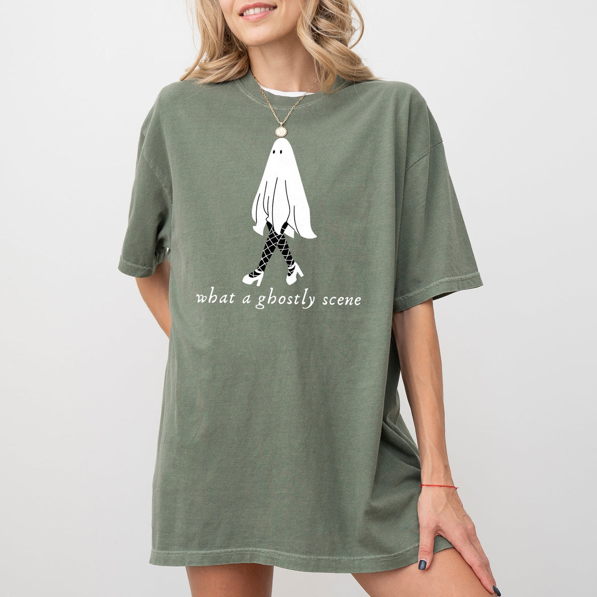 What A Ghostly Scene Spooky Skeleton Ghost Witch Skull Meme Halloween Costume Comfort Colors Tee