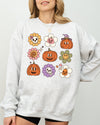 Retro Pumpkins Fall Skeleton Witch Skull Spooky Meme Halloween Costume Sweatshirt