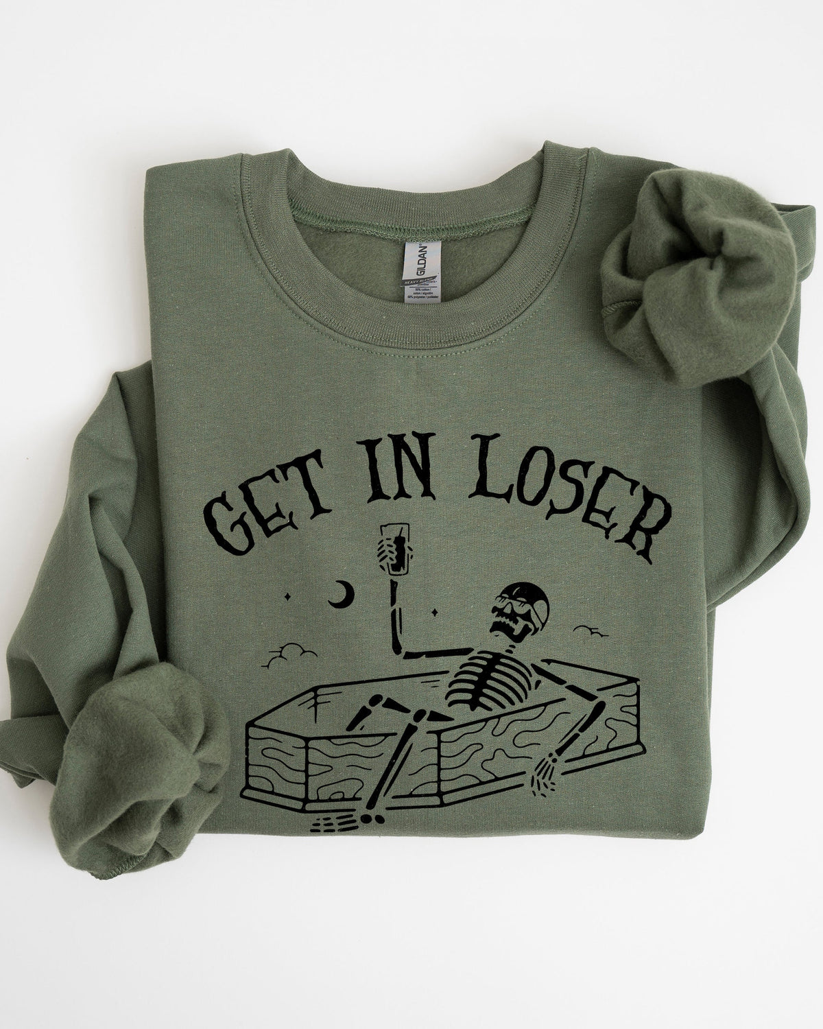 Get In Loser Skeleton Witch Ghost Skull Spooky Aesthetic Meme Halloween Costume Sweatshirt
