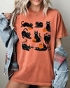 Mini Cats and Pumpkins Skeleton Witch Ghost Skull Spooky Aesthetic Meme Halloween Costume Comfort Colors Tee