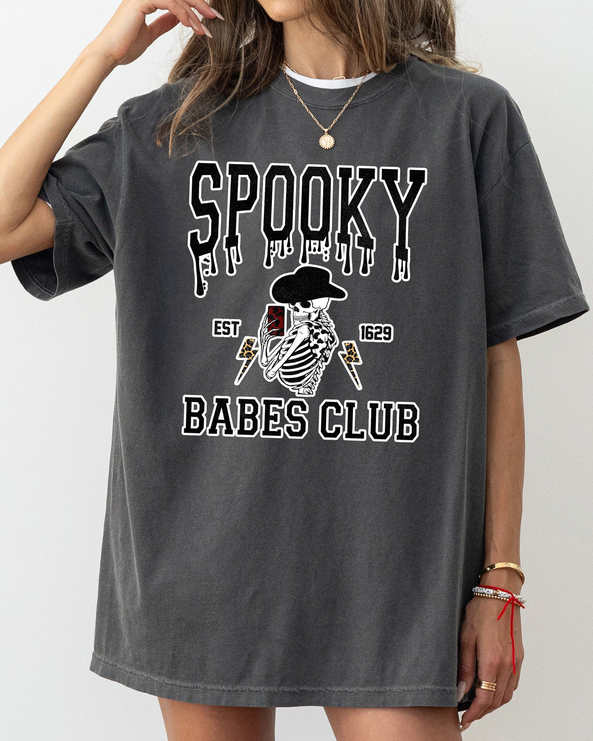 Spooky Babes Club Ghost Skeleton Witch Skull Aesthetic Meme Halloween Costume Comfort Colors Tee