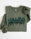 Haunted Skeleton Ghost Western Witch Skull All Hallows' Eve Halloween Costume Graphic Sweatshirt