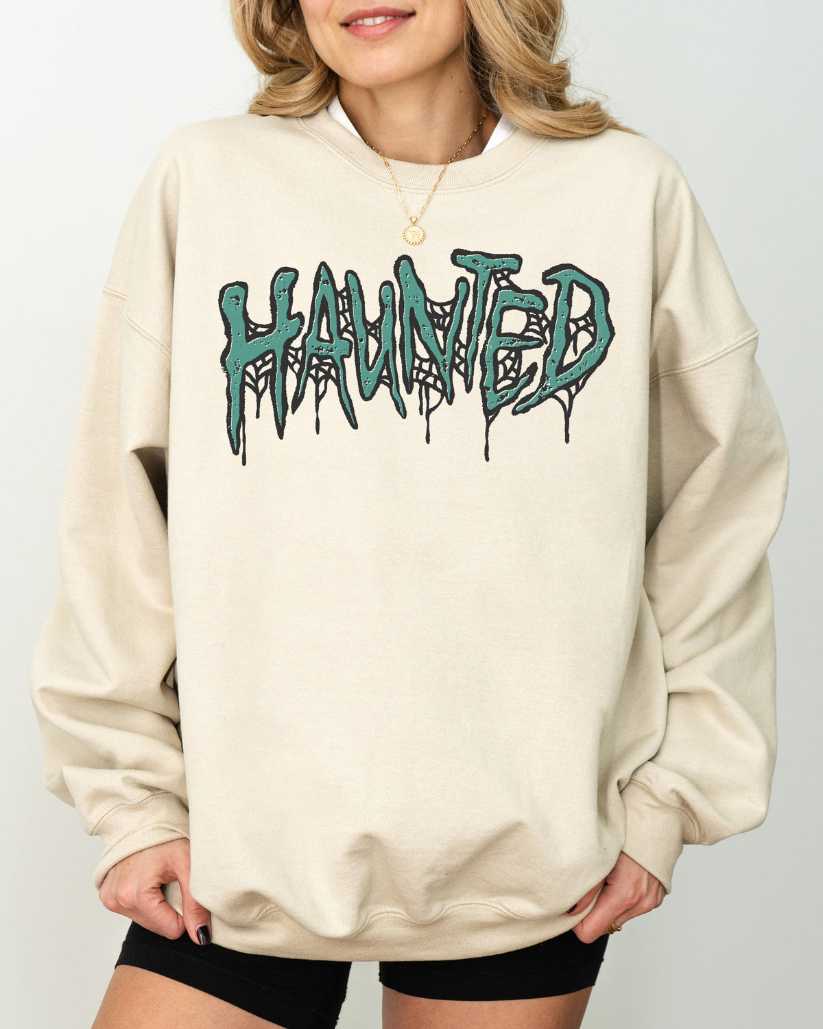 Haunted Skeleton Ghost Western Witch Skull All Hallows' Eve Halloween Costume Graphic Sweatshirt
