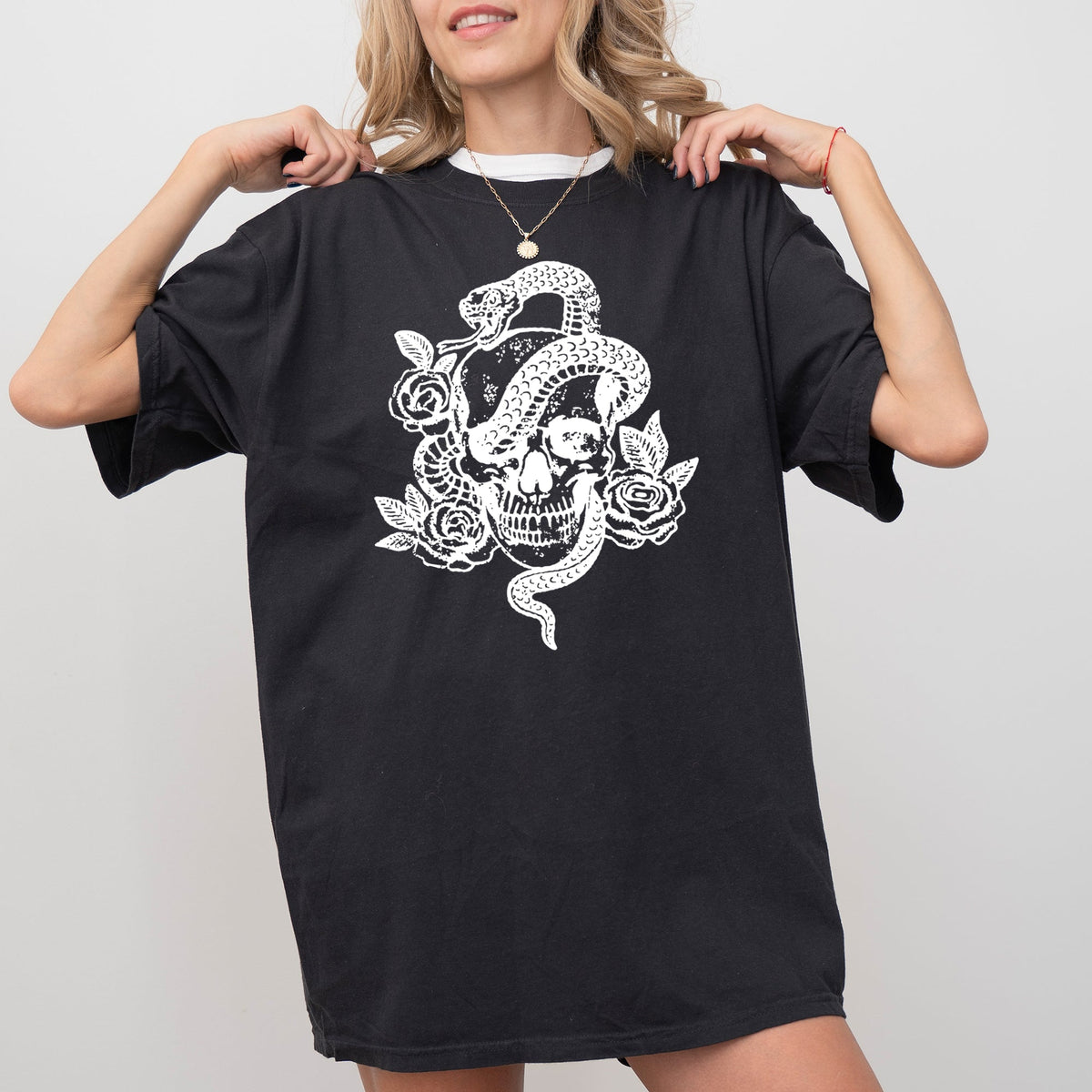 Skull Roses Snake Skeleton Ghost Western Witch Meme Halloween Costume Comfort Colors Tee