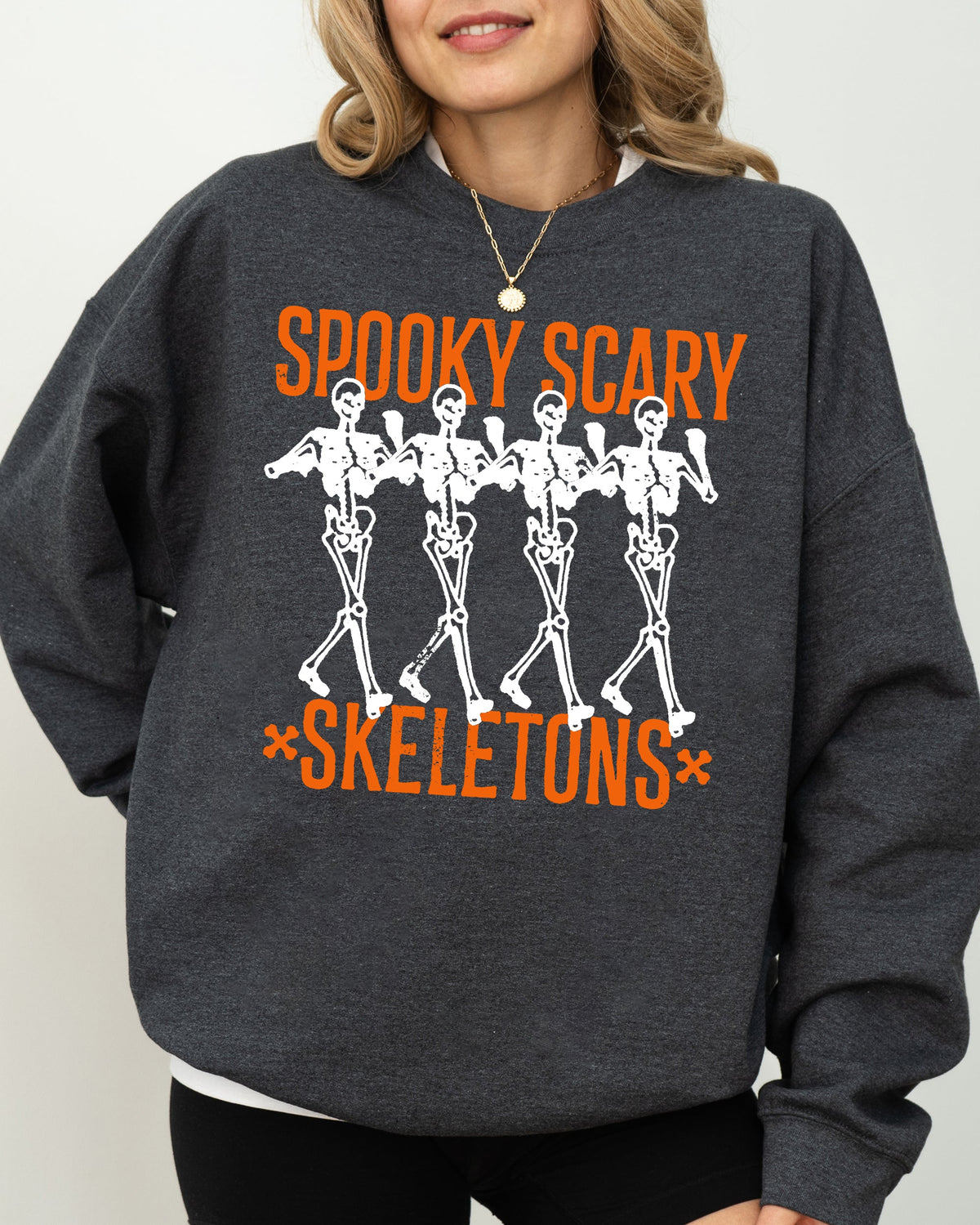 Spooky Scary Skeleton Ghost Witch Halloween Costume Nighttime Party Graphic Sweatshirt