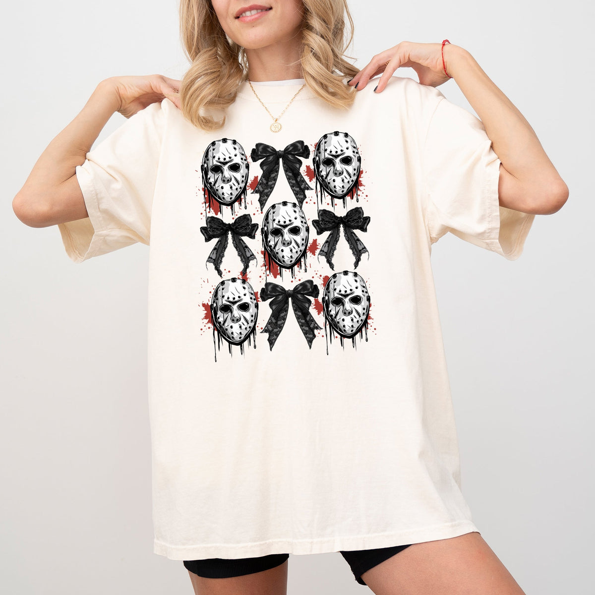 Masks and Bows Ghost Spooky Skeleton Witch Halloween Meme Costume Comfort Colors Tee