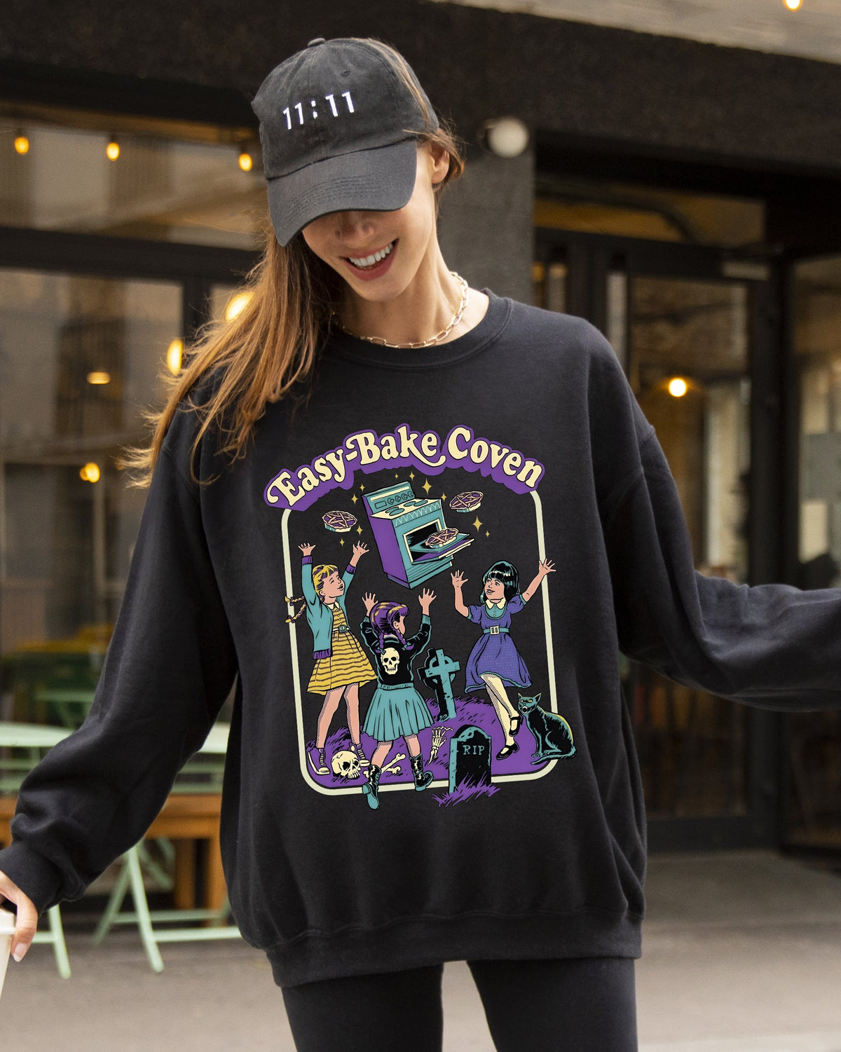Easy-Bake Coven Retro Ghost Spooky Skeleton Witch Aesthetic Meme Halloween Costume Sweatshirt