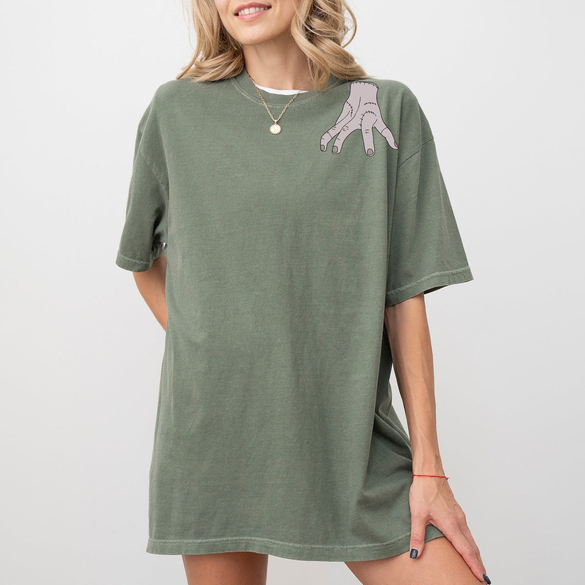 The Addams Hand Neck Skeleton Ghost Spooky Scary Skull Western Witch Aesthetic Meme Halloween Costume Comfort Colors Tee