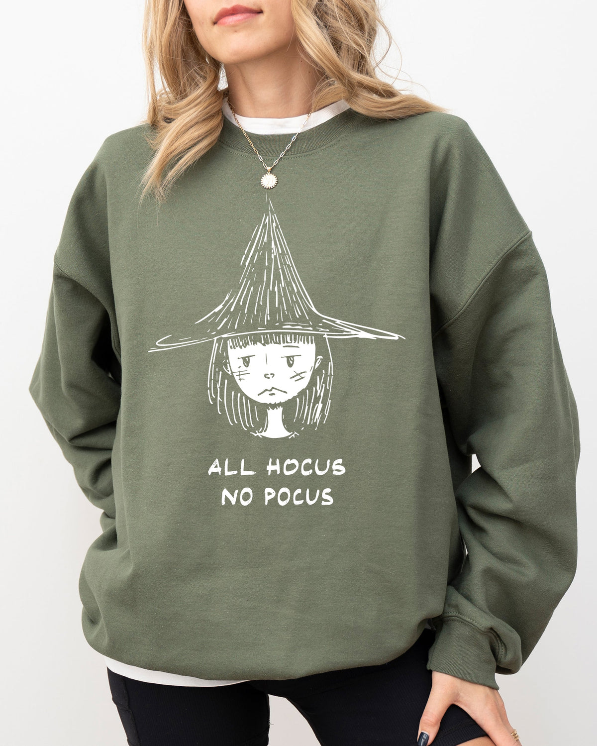 All Hocus No Pocus Witch Skeleton Halloween Spooky Costume Meme Ready Sweatshirt