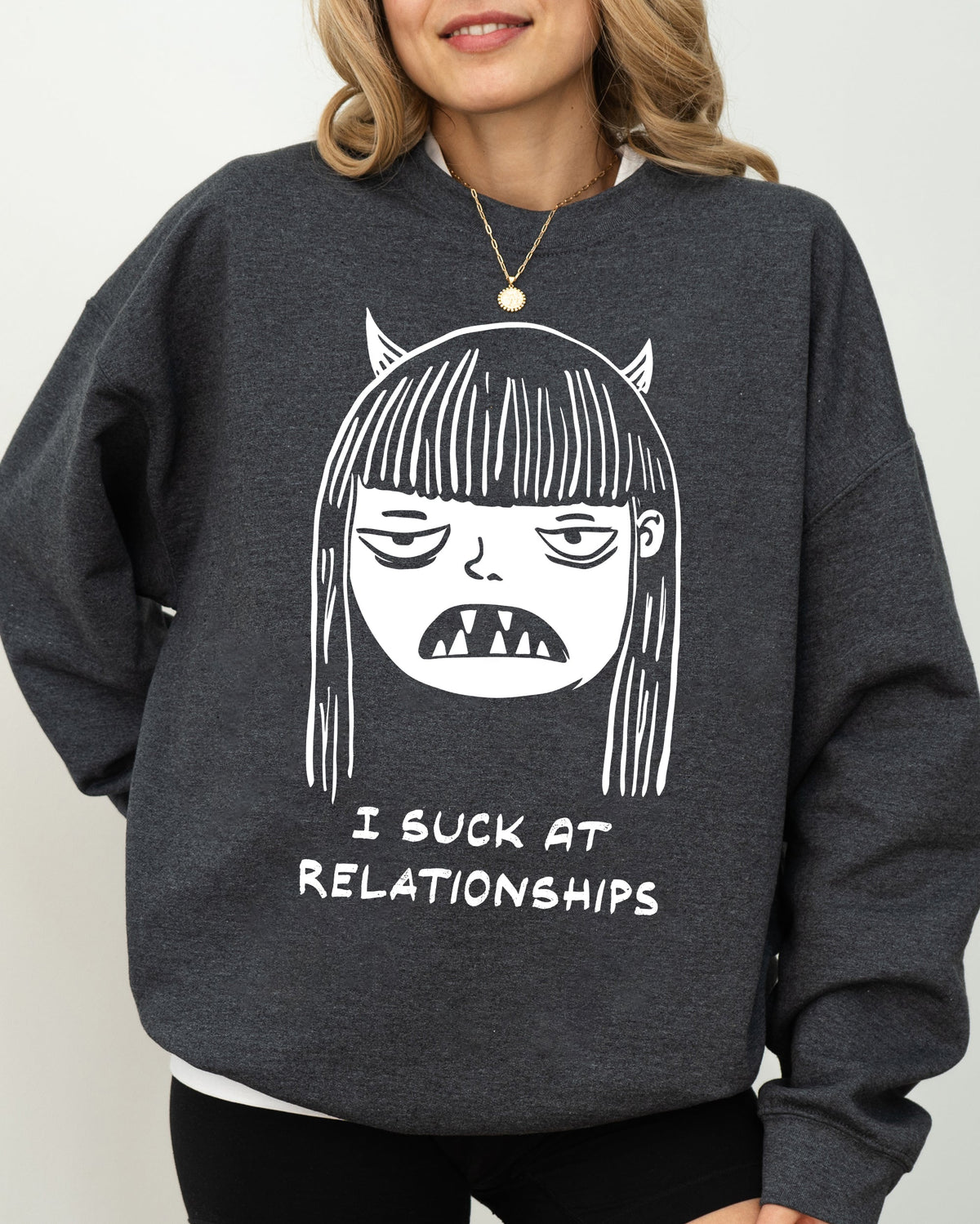 I Suck At Relationships Witch Aesthetic Love Life Halloween Skeleton Costume Sweatshirt