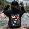 Flower Field Whimsical Colorful Floral Garden Scene Illustration Artwork Print Collection Hoodie