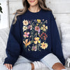 Mountain Meadow Pressed Flowers Nature-Inspired Botanical Print With Vintage Rustic Charm Sweatshirt