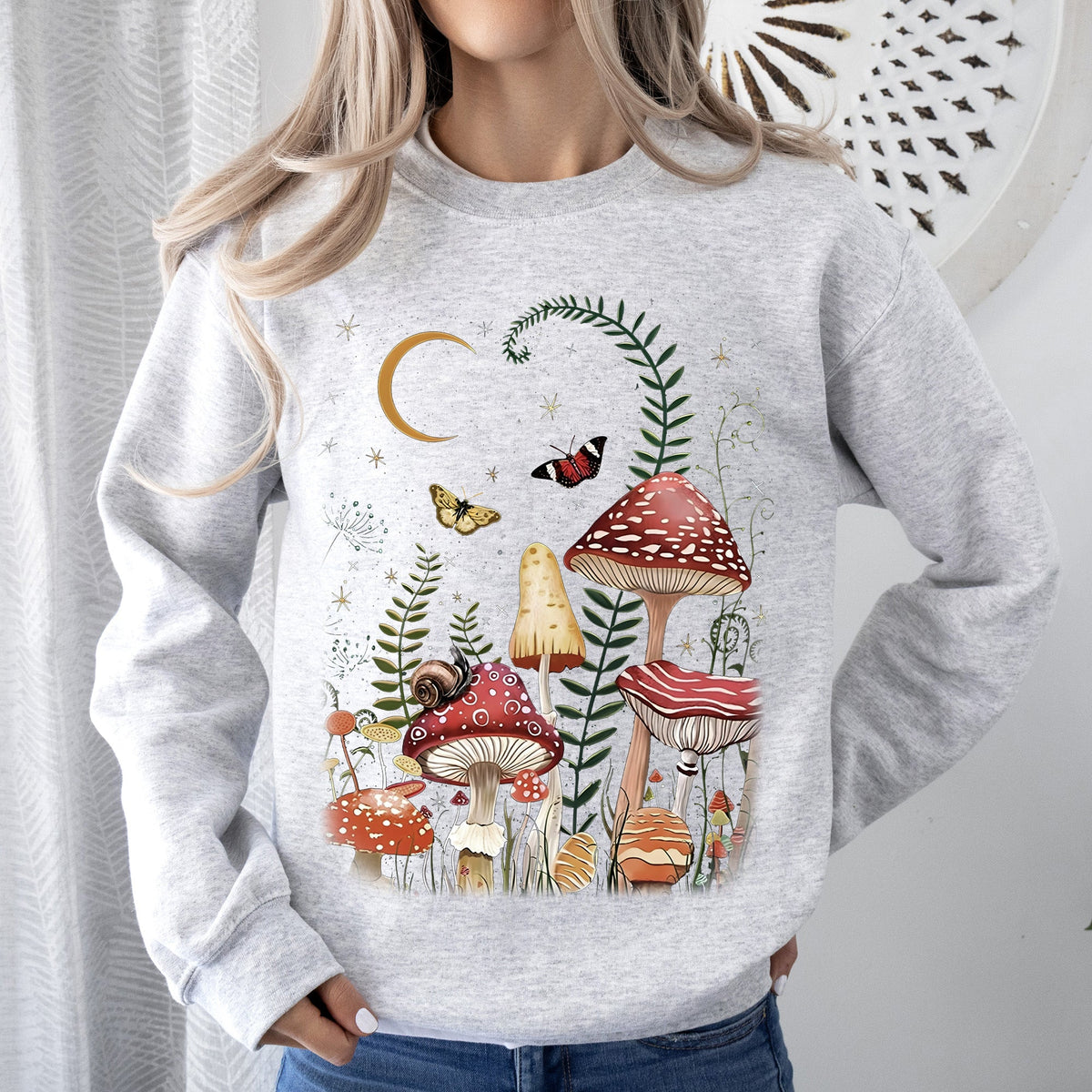 Mystical Mushroom Forest Moonlit Glade Spirit Realm Edition Nature Inspired Sweatshirt