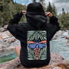 Tropical Butterfly and Palm Design Boho Print Beachside Paradise Illustration Artwork Hoodie