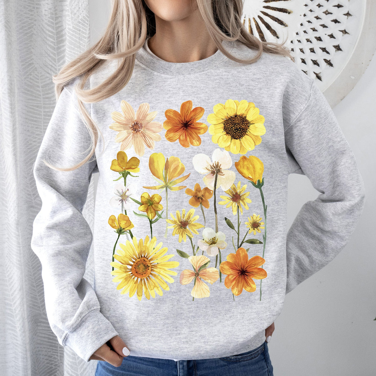 Sunflower Sunshine Radiant Field Of Golden Petals Illustration Sunlit Day Graphic Sweatshirt