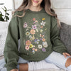 Butterfly Mountain Meadow Pressed Flower Botanical Print Vintage Inspired Sweatshirt