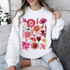 Vibrant Pressed Flower Botanical Garden Themed Floral Illustration Art Print Sweatshirt