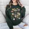 Clover Meadow Pressed Flower Botanical Print Nature Inspired Garden Floral Pattern Sweatshirt