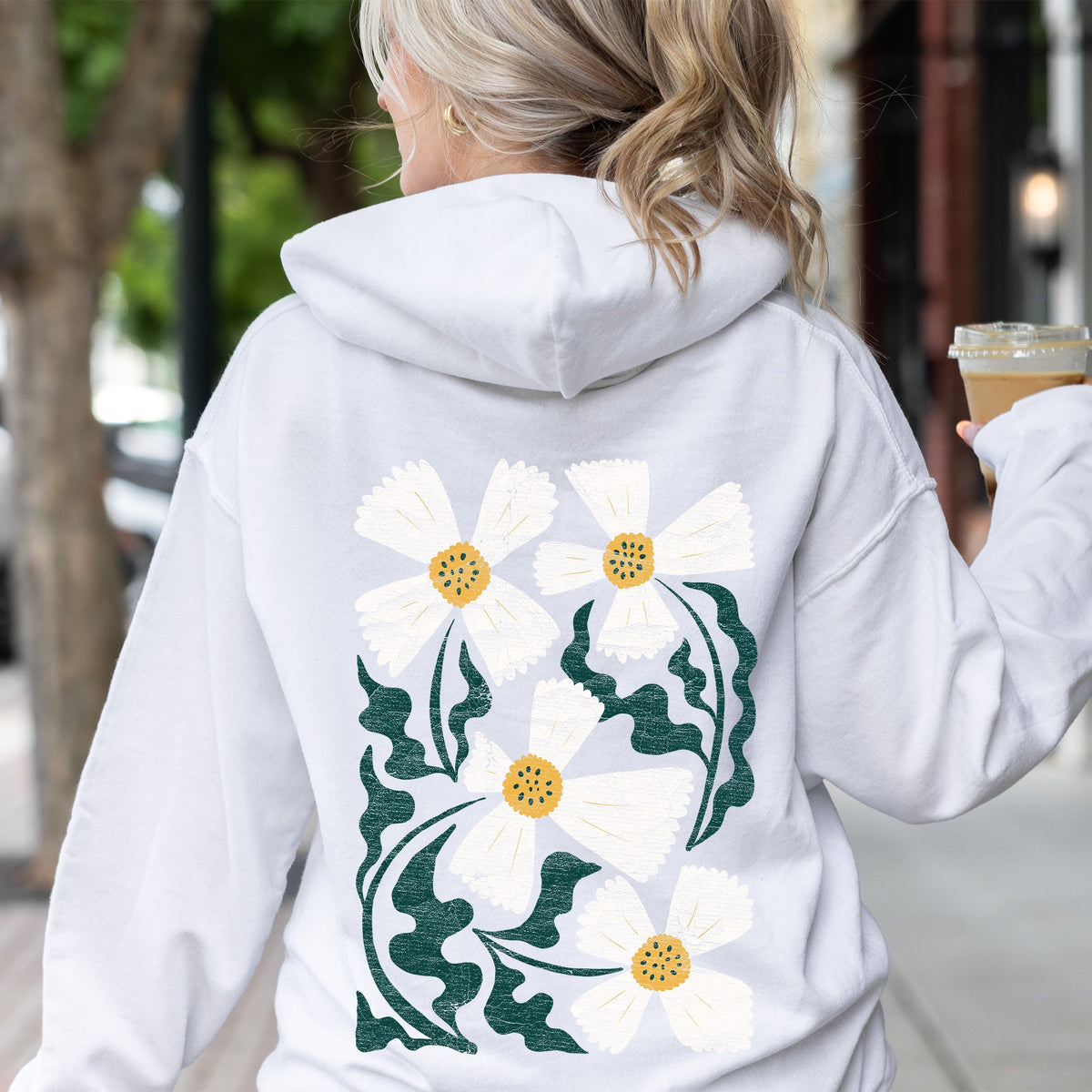 Boho Art Nouveau Flowers With Bold Ornamental Motifs And Elegant Flowing Lines Vintage Inspired Design Hoodie