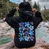 Bold Floral Blues Pressed Flowers Nature Garden Sunset Motif Reimagined Vintage Graphics Hoodie