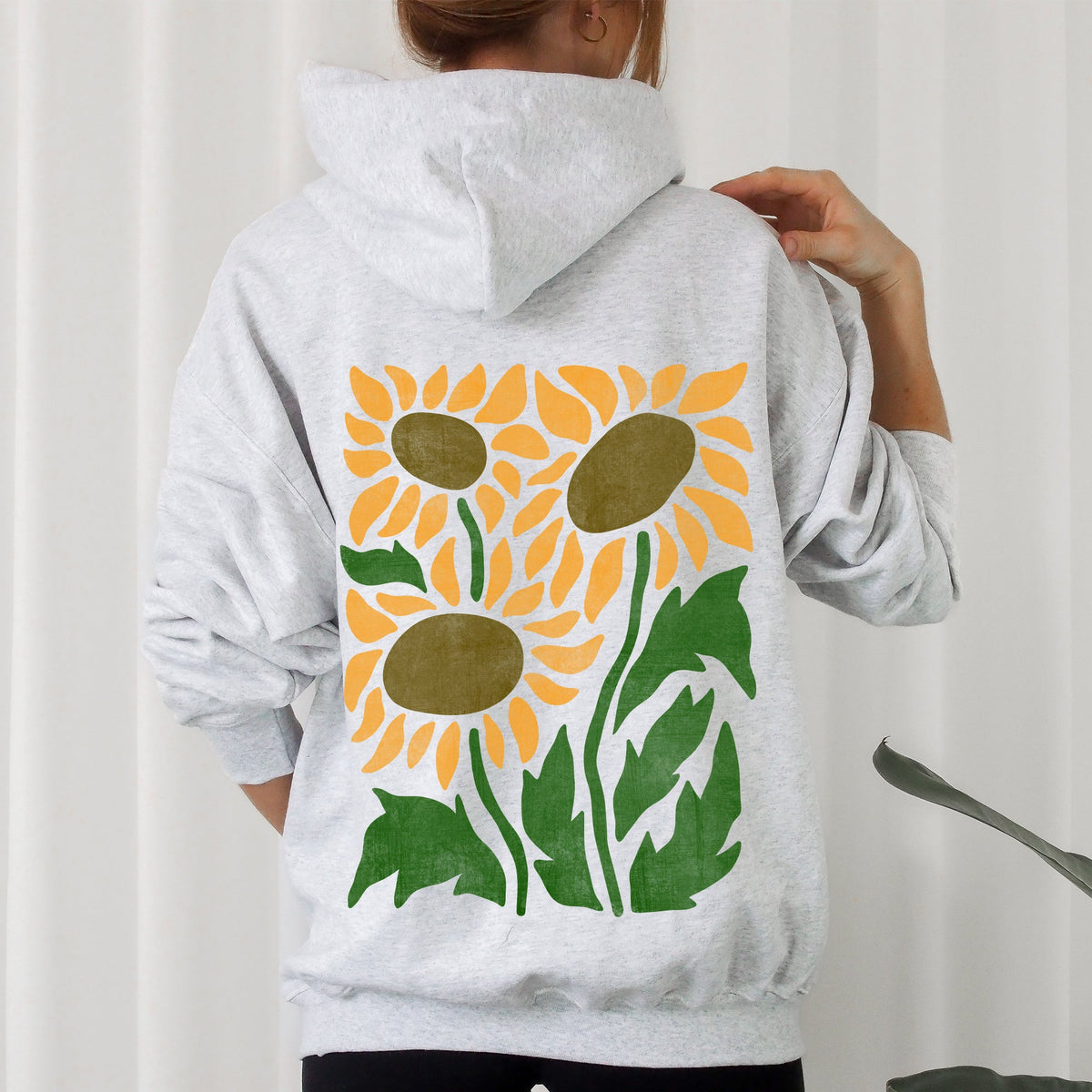 Boho Sunflowers Retro Floral Vintage Bohemian Garden Sunset Graphic Pattern Hoodie