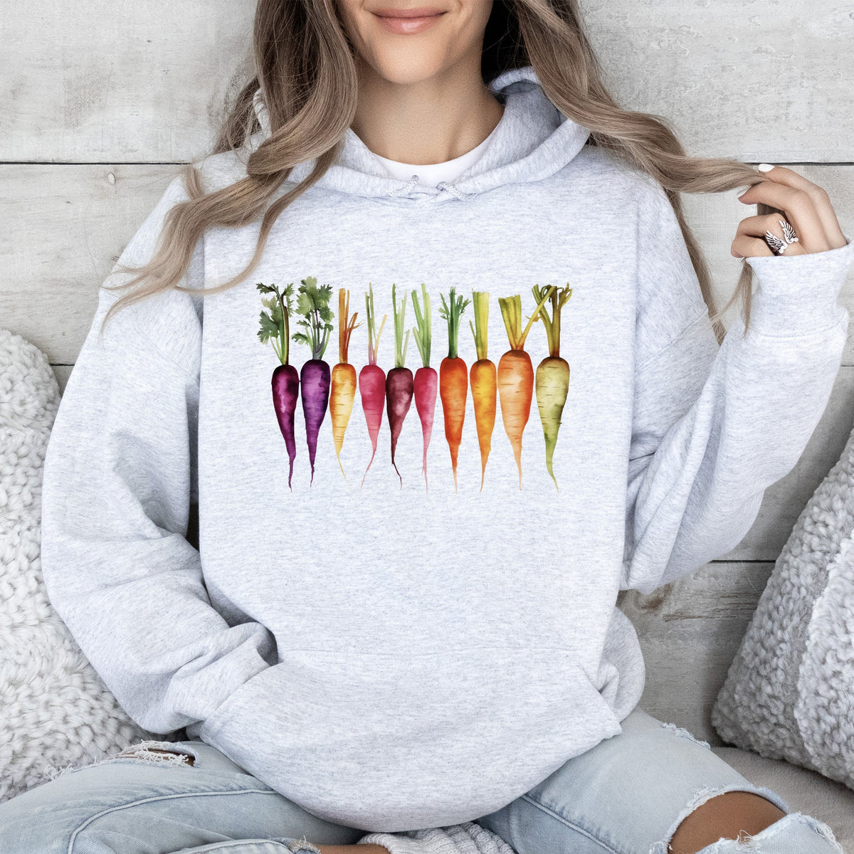Carrots Watercolor Vegetables Gardening Botanical Kitchen Garden Art Illustration Hoodie