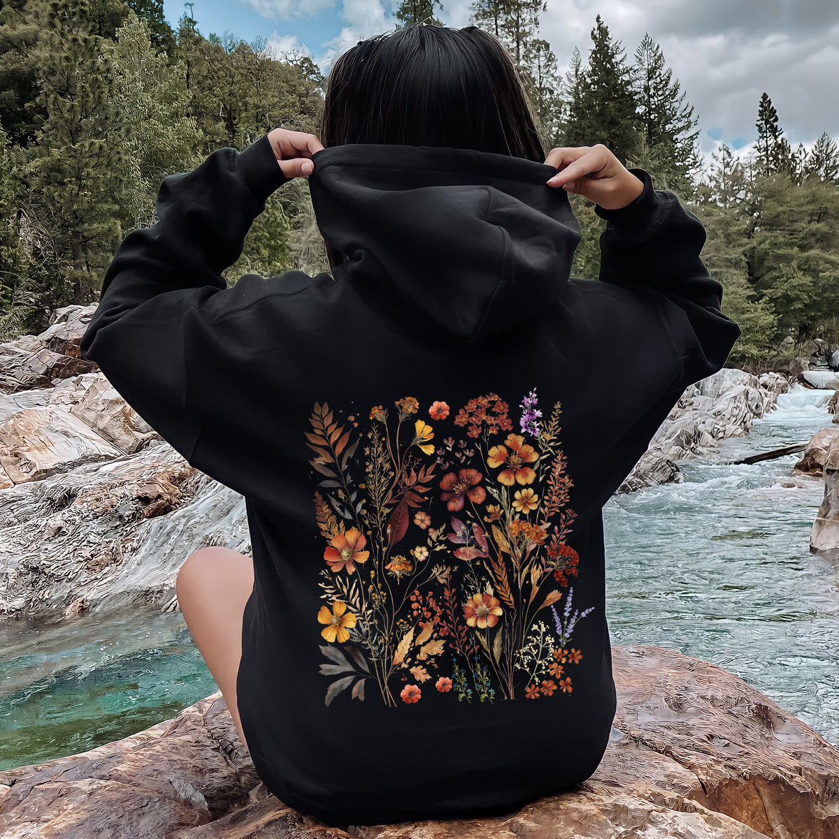 Dried Wildflowers Nature Meadow Floral Leaves Botanical Breeze The Endless Autumn Hoodie