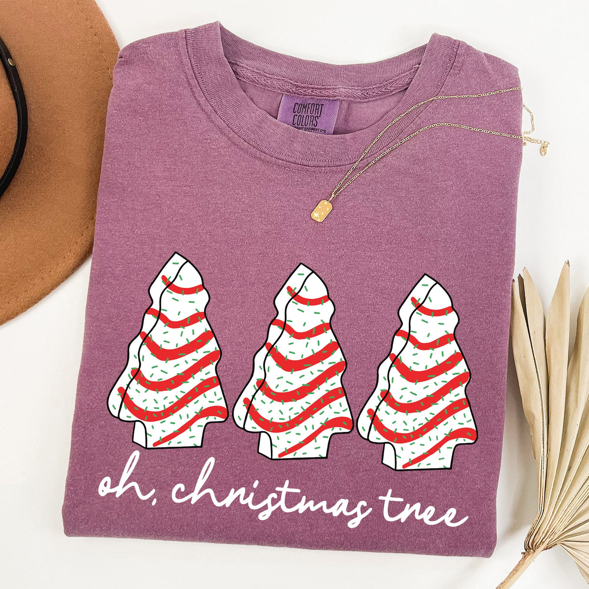 Oh Christmas Tree Cakes Winter Snacks Santa Snow Xmas Holiday Cheer Collection Comfort Colors Tee