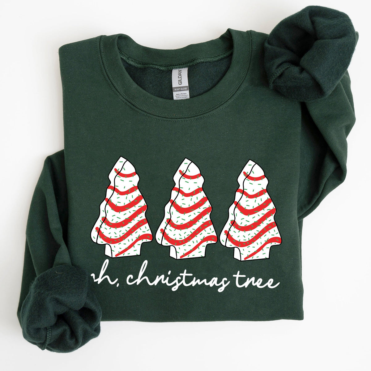 Oh Christmas Tree Cakes Winter Snacks Santa Snow Xmas Holiday Cheer Festive Sweatshirt