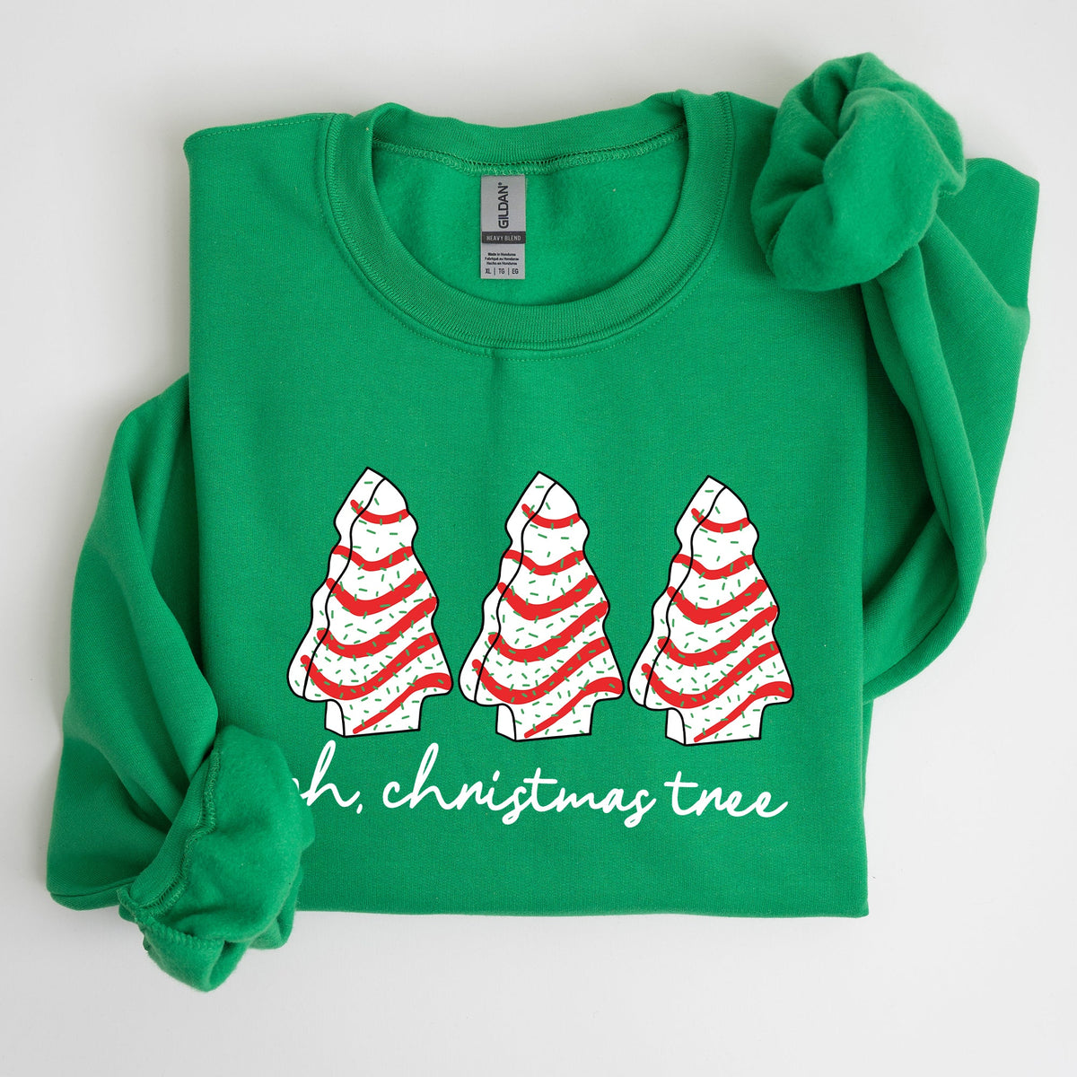 Oh Christmas Tree Cakes Winter Snacks Santa Snow Xmas Holiday Cheer Festive Sweatshirt