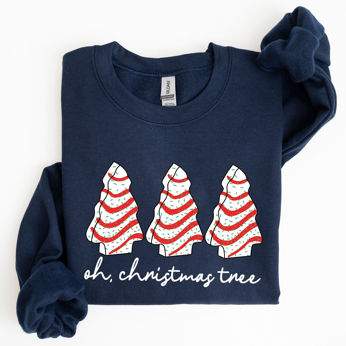 Oh Christmas Tree Cakes Winter Snacks Santa Snow Xmas Holiday Cheer Festive Sweatshirt