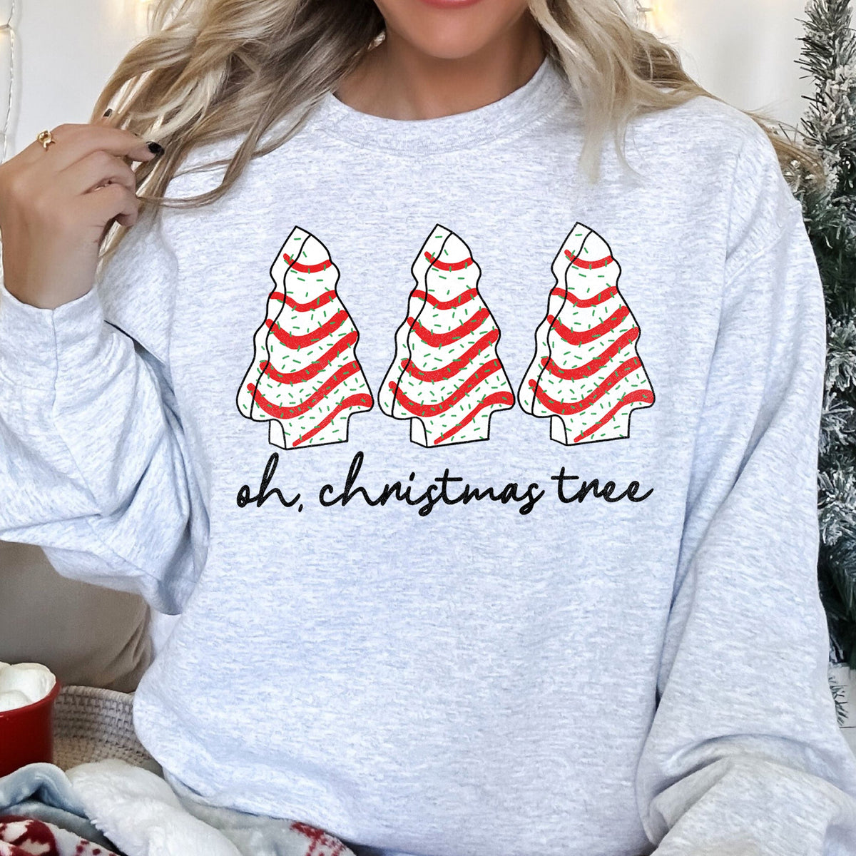 Oh Christmas Tree Snack Little Debbie Christmas Cozy Seasonal Favorite Holiday Plush Sweatshirt