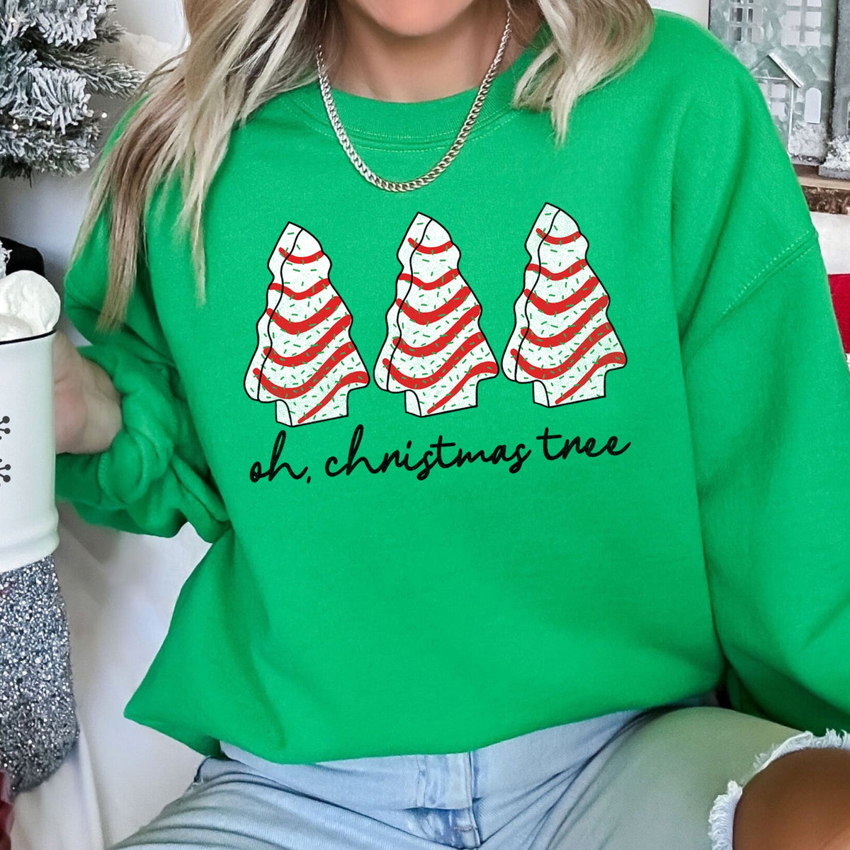 Oh Christmas Tree Snack Little Debbie Christmas Cozy Seasonal Favorite Holiday Plush Sweatshirt