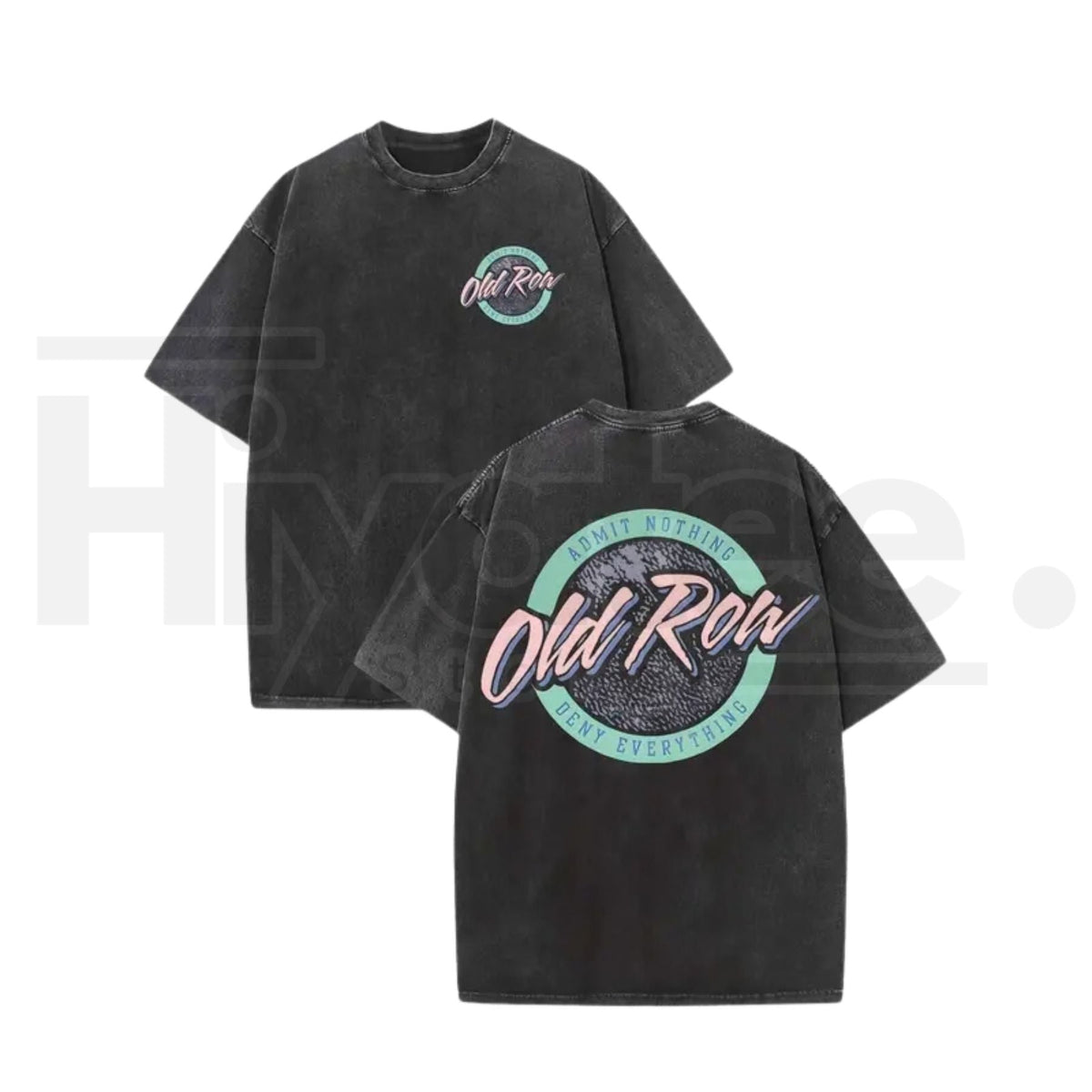Old Row Men's Vintage Washed Batik T-Shirt – Dual-Sided Logo Graphic, 230g Heavyweight Cotton