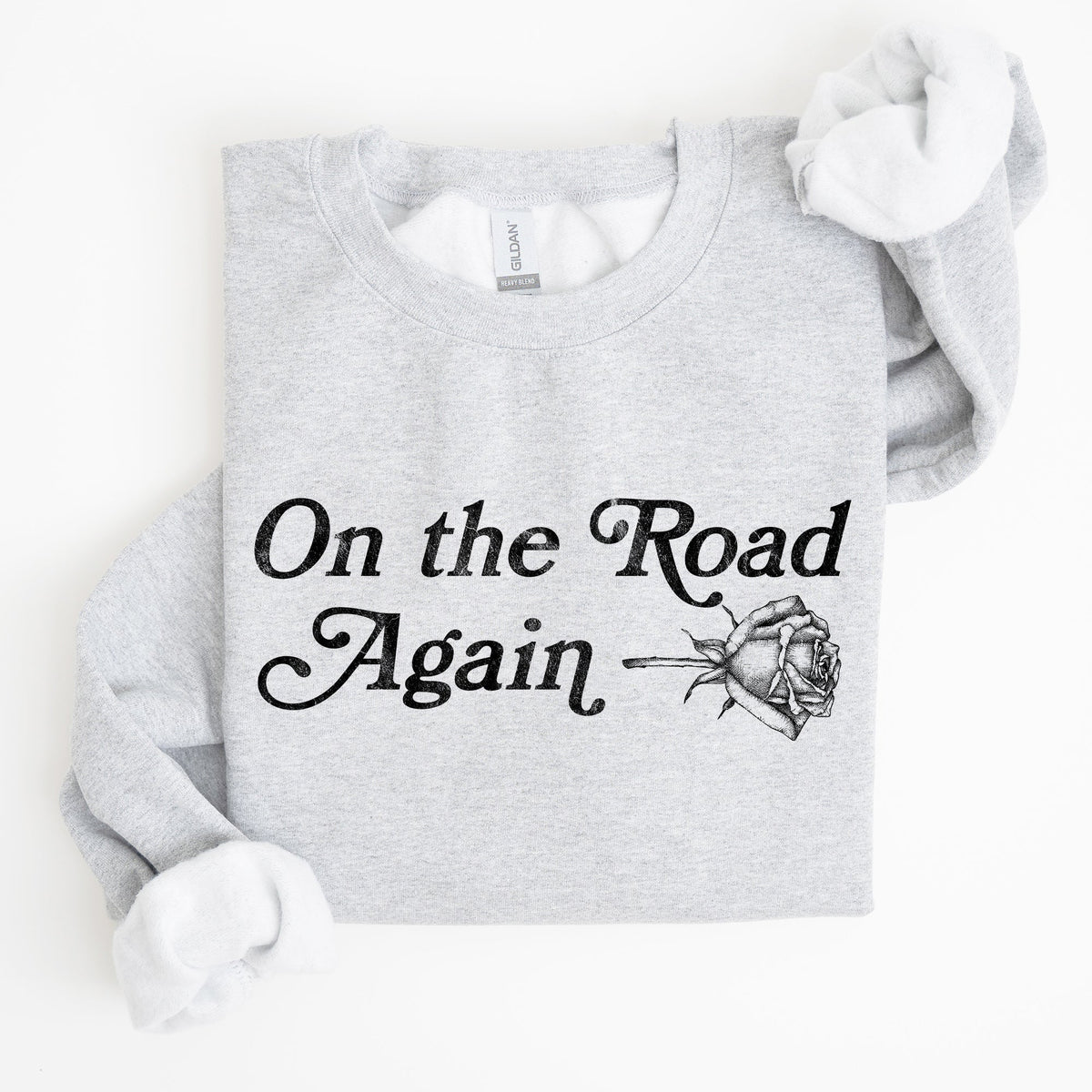 On The Road Again Roses Western Cowboy Willie Road Trip Theme Vintage Country Music Sweatshirt