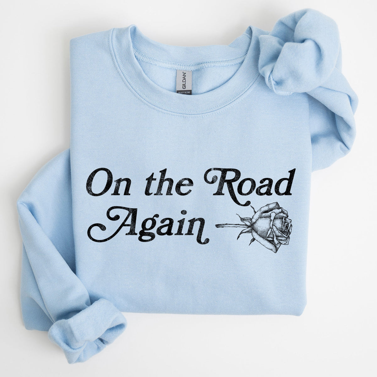 On The Road Again Roses Western Cowboy Willie Road Trip Theme Vintage Country Music Sweatshirt