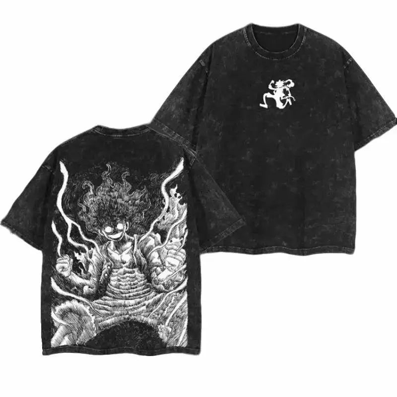 One Piece "Luffy Joyboy" Retro Vintage T-Shirt – Unisex Anime Acid Washed Tee