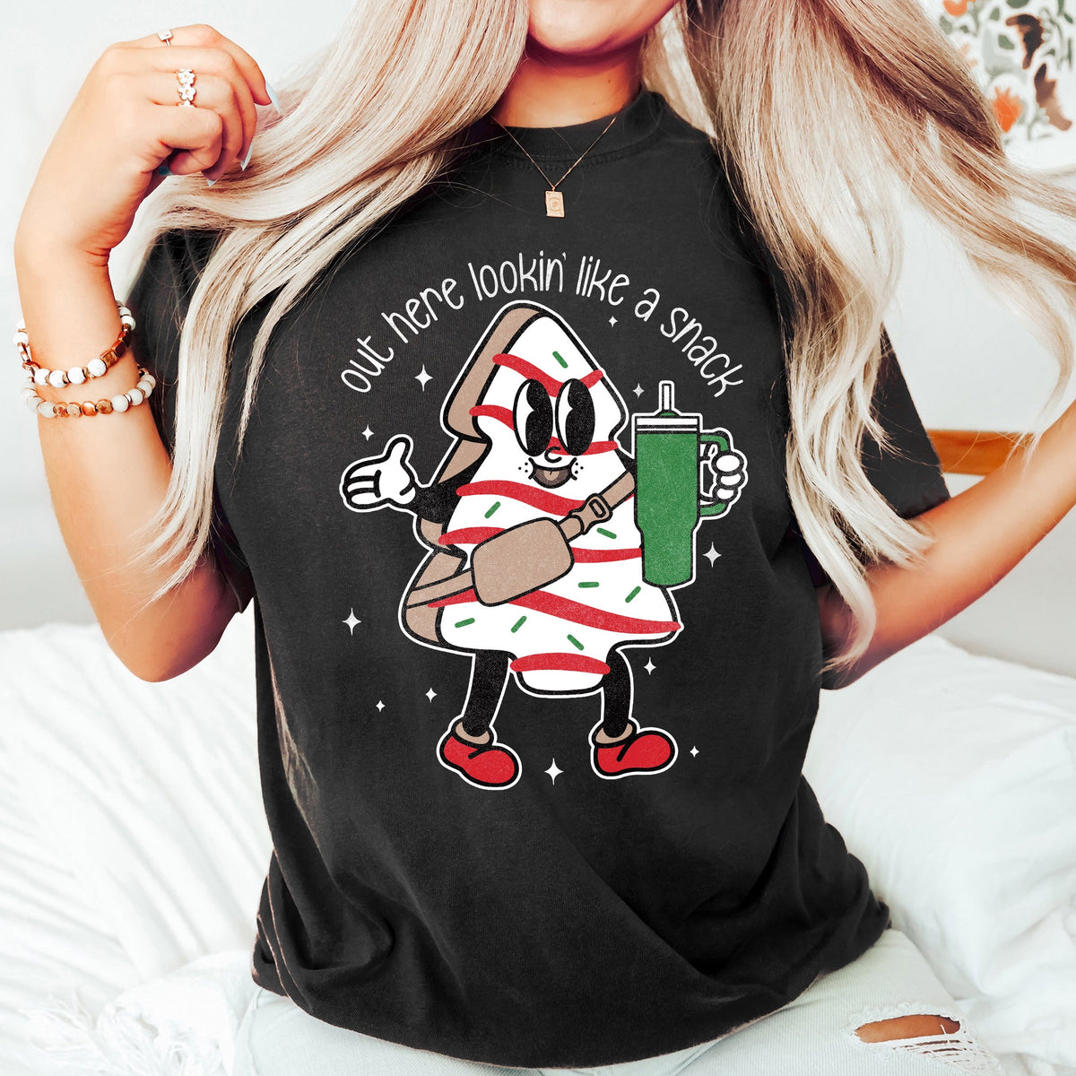 Out Here Looking Like A Snack Christmas Tree Little Debbie Bougie Comfort Colors Tee